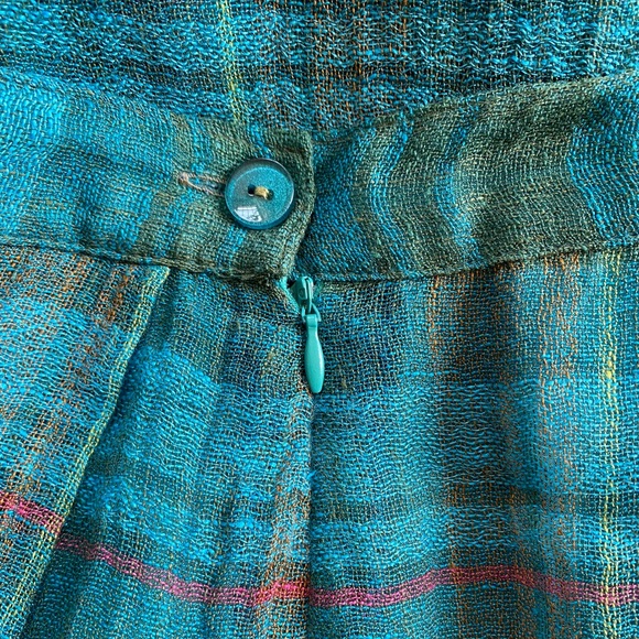 Italian Vera da Pozzo Plaid Italian Linen skirt - Picture 6 of 12